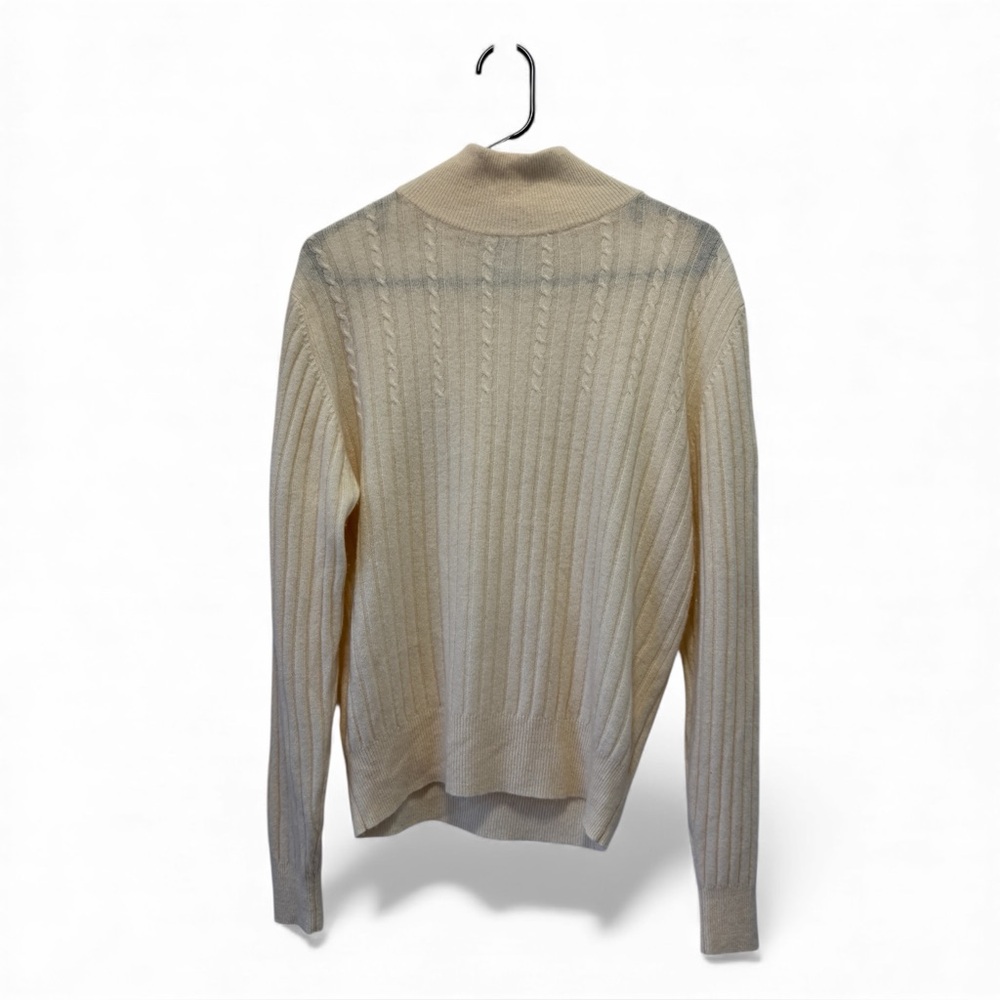 Vintage Lord & Taylor Ivory Thin 100% Cashmere Cable Knit Size L‎
